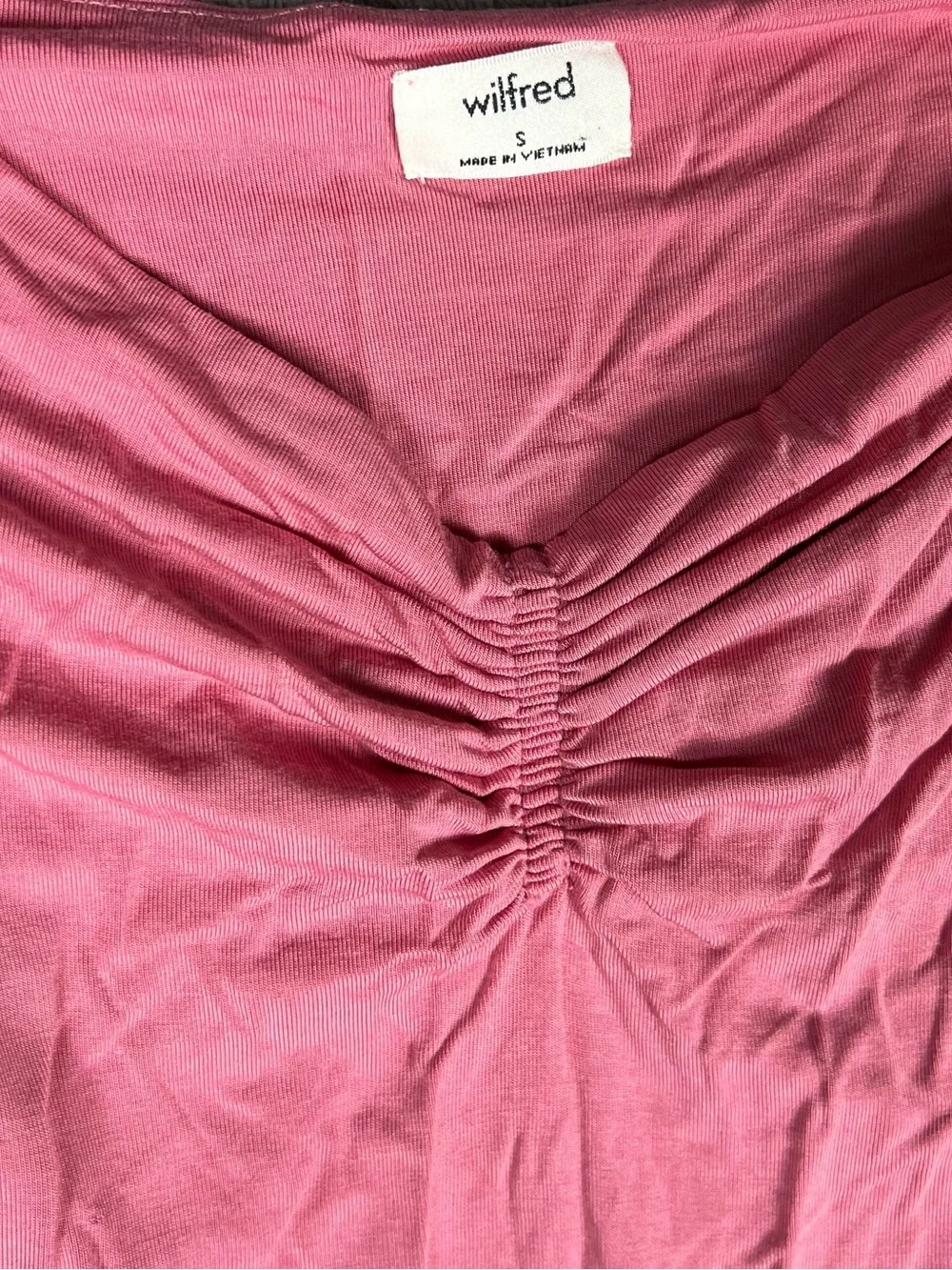 Aritzia Wilfred Bodysuit Womens Small Libellule Pink Ruched Cap-Sleeve Feminine - Picture 7 of 9